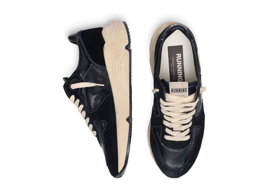 Golden Goose Running Sole Black Nappa Leather Suede White Star (W)