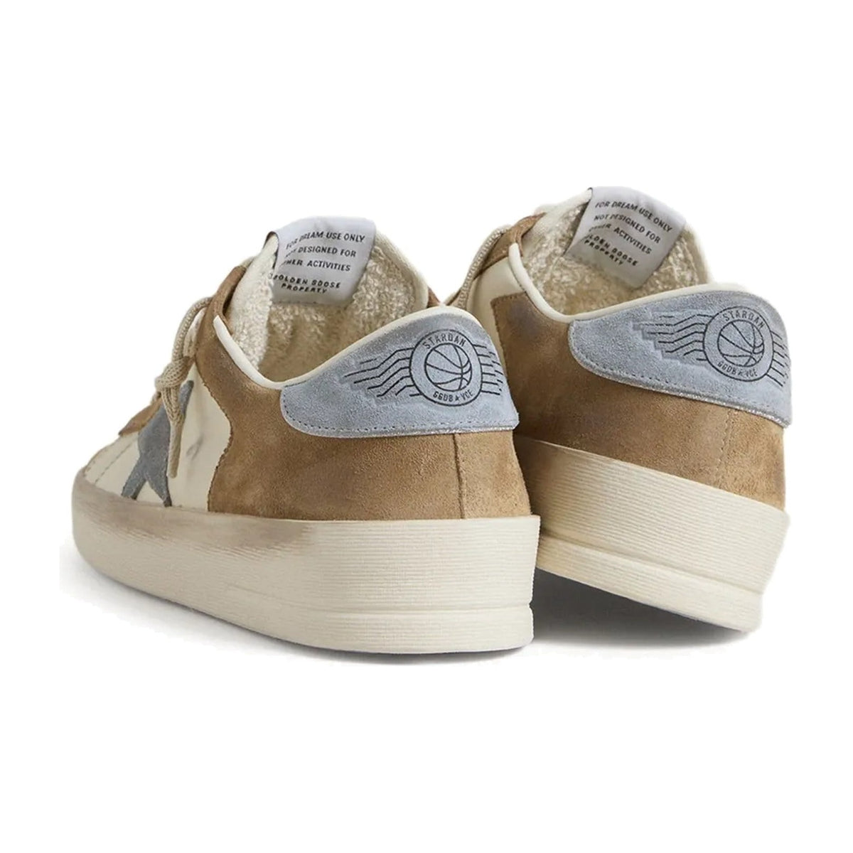 Golden Goose Stardan LTD White Leather Tobacco Suede Light Blue Suede Star Heel Tab (W)