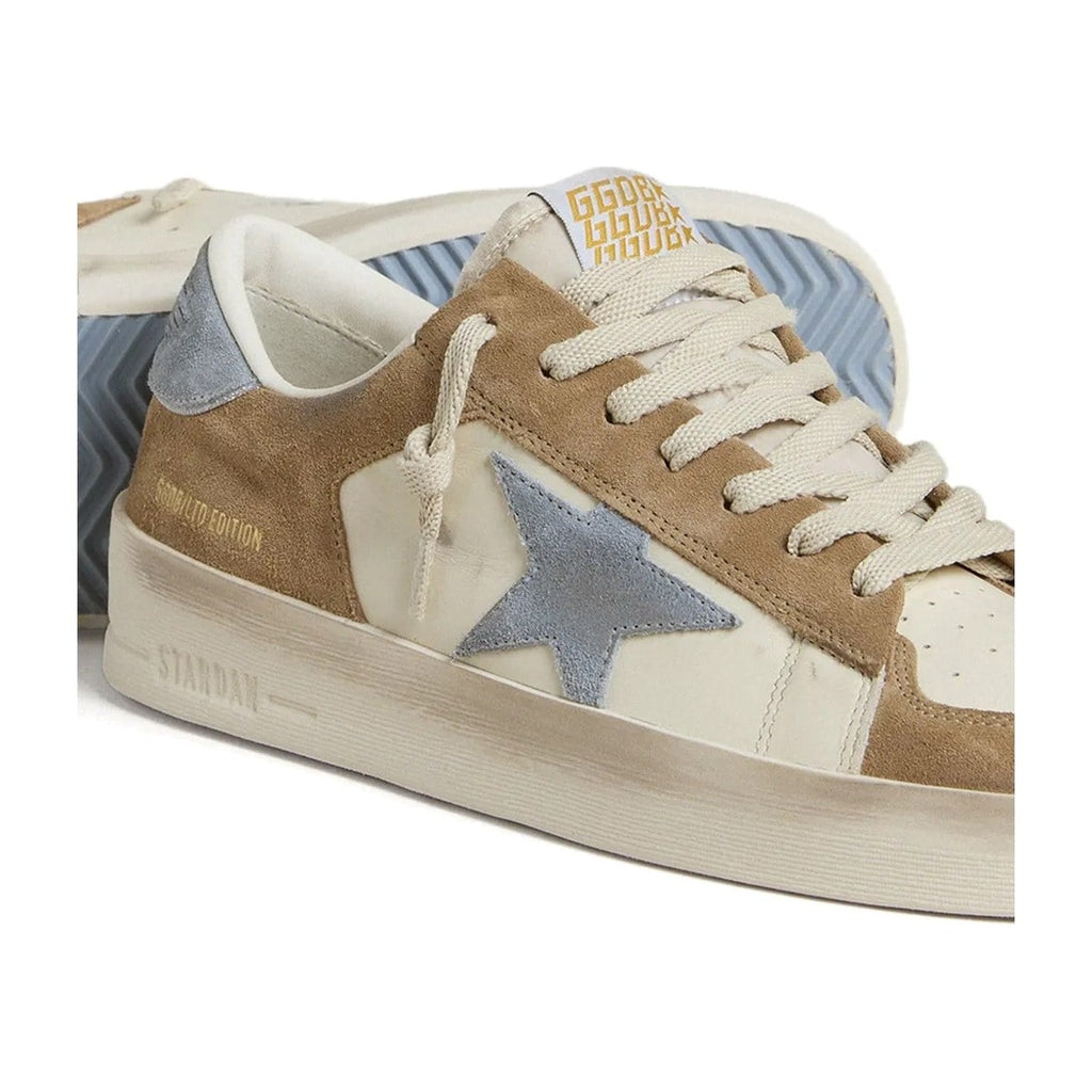 Golden Goose Stardan LTD White Leather Tobacco Suede Light Blue Suede Star Heel Tab (W)