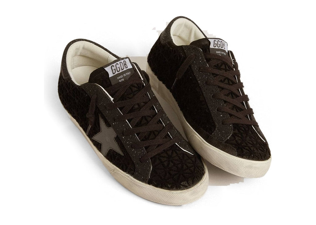Golden Goose Super-Star Black Pattern Gray Star (W)