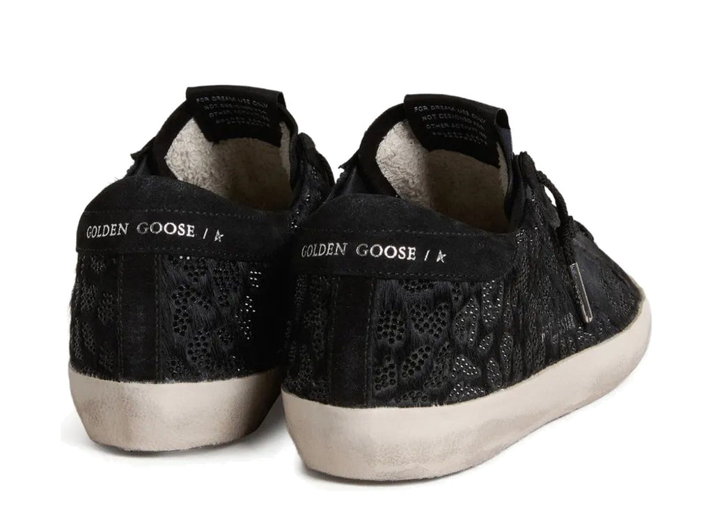 Golden Goose Super-Star Black Pony Skin Black Swarovski Crystals Black Suede Star (W)