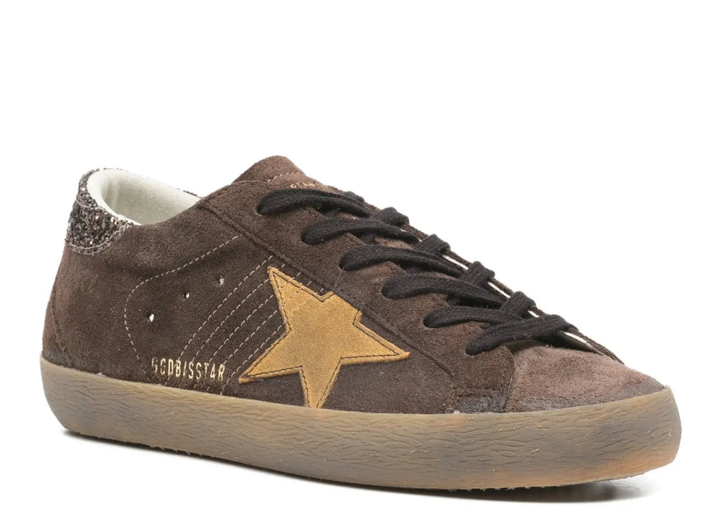 Golden Goose Super-Star Brown Suede Glitter Star (W)