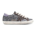 Golden Goose Super-Star Glitter Brown Star Lilac Heel Tab (W)