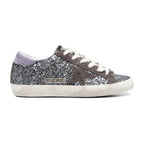 Golden Goose Super-Star Glitter Brown Star Lilac Heel Tab (W)