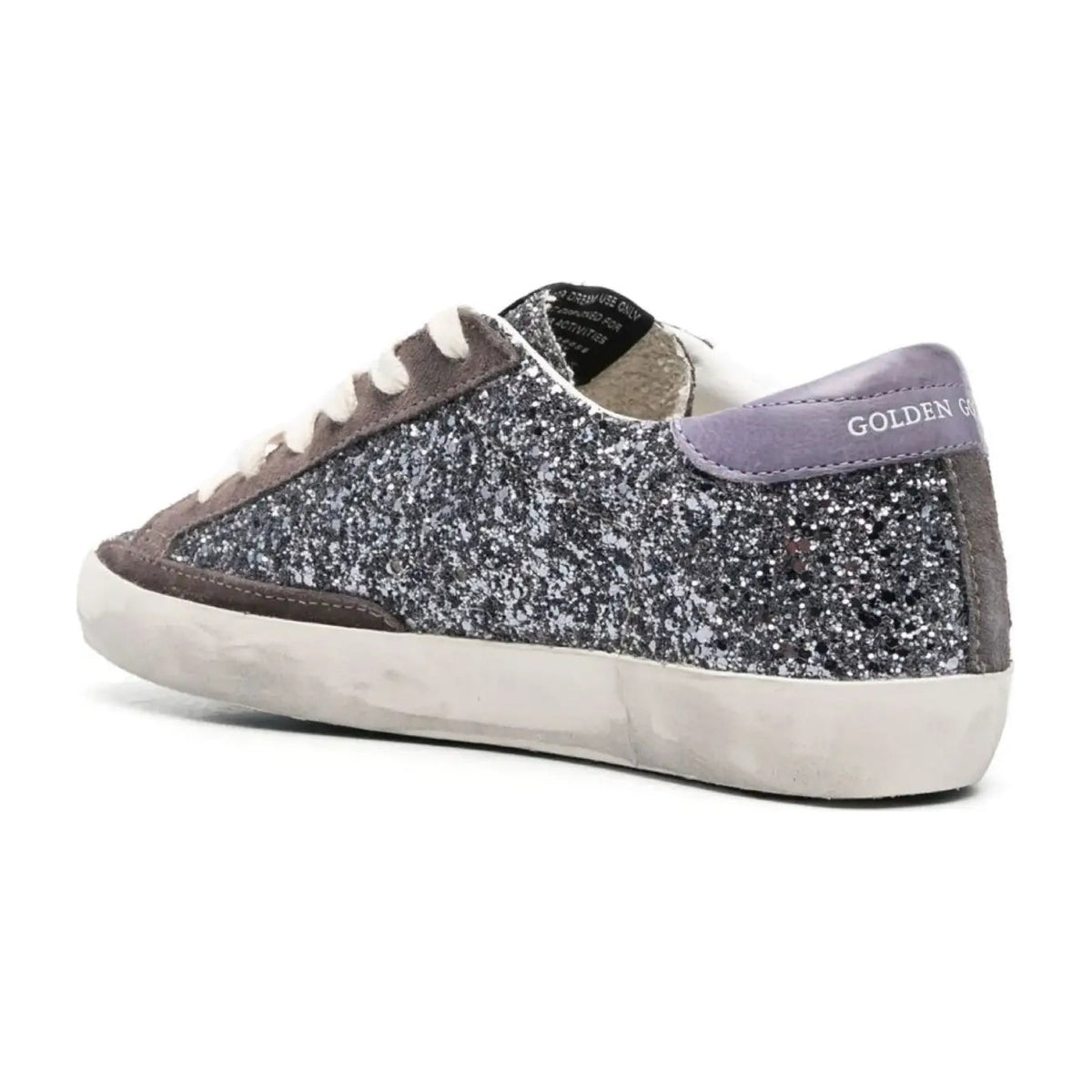 Golden Goose Super-Star Glitter Brown Star Lilac Heel Tab (W)