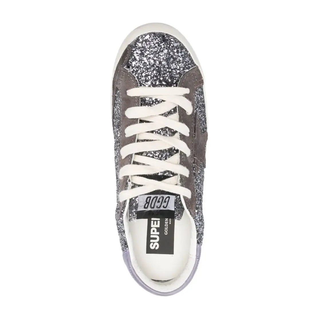 Golden Goose Super-Star Glitter Brown Star Lilac Heel Tab (W)