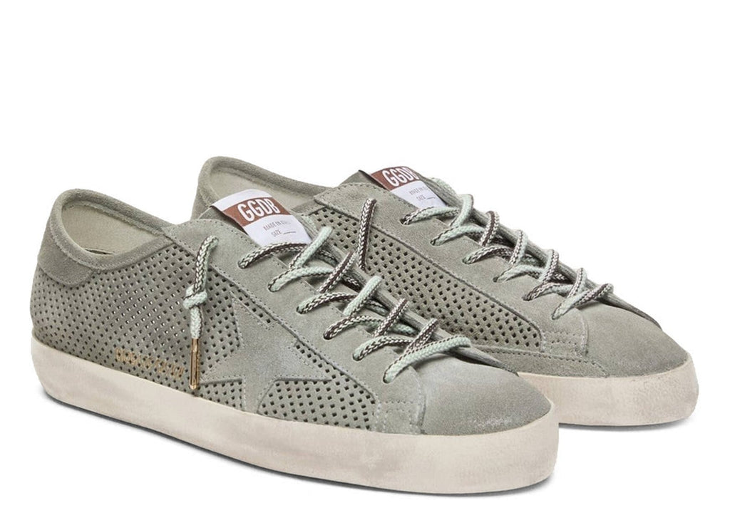 Golden Goose Super-Star Gray Perforated Suede Tone On Tone Star