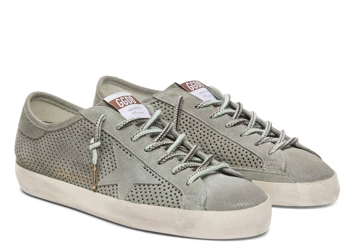 Golden Goose Super-Star Gray Perforated Suede Tone On Tone Star