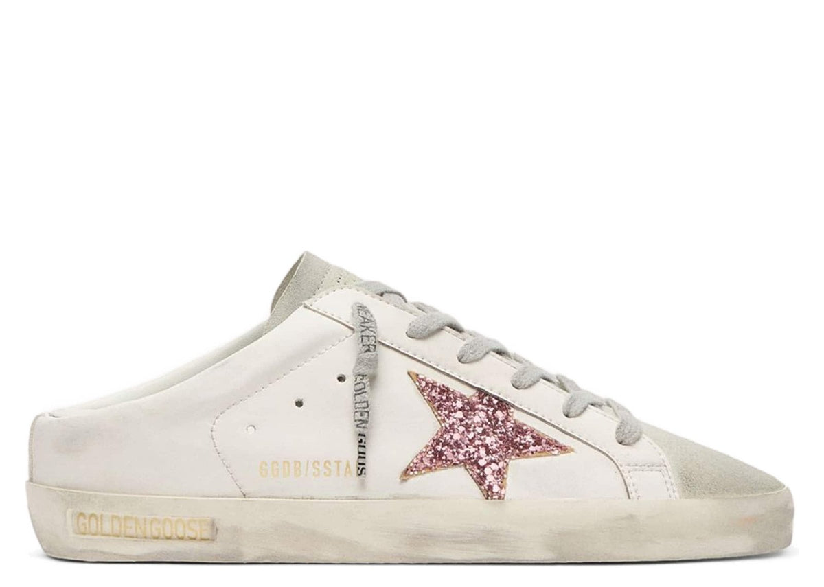 Golden Goose Super-Star Sabot Bio-Based Pink Glitter Star Suede Toe (W)
