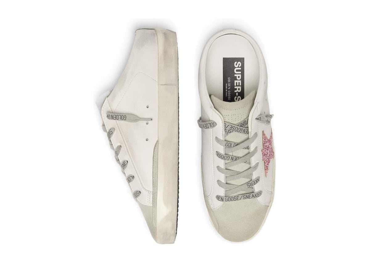 Golden Goose Super-Star Sabot Bio-Based Pink Glitter Star Suede Toe (W)