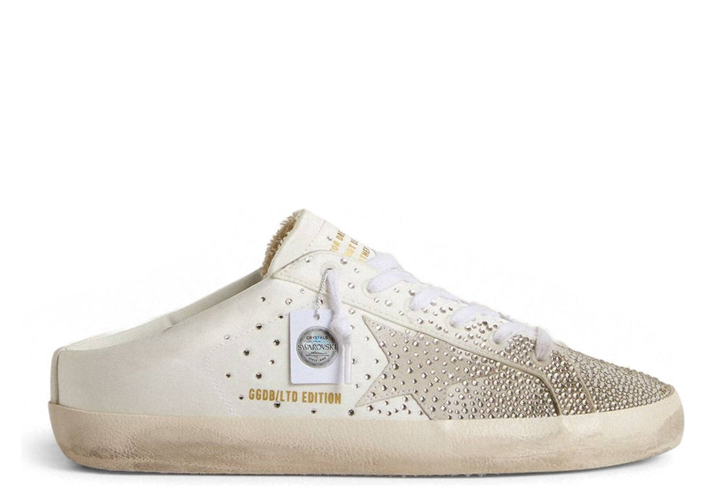 Golden Goose Super-Star Sabot LTD Gray Suede Star Swarovski Crystals (W)