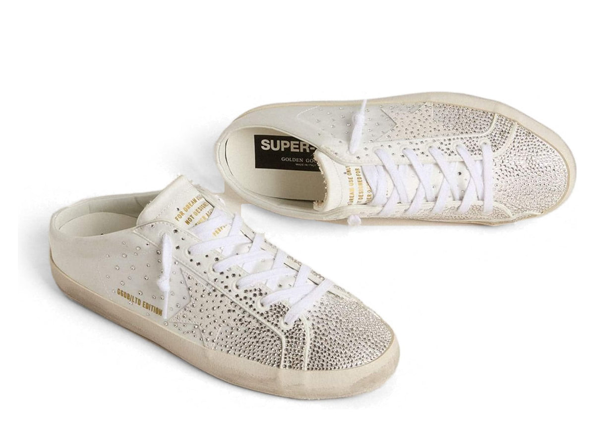 Golden Goose Super-Star Sabot LTD Gray Suede Star Swarovski Crystals (W)