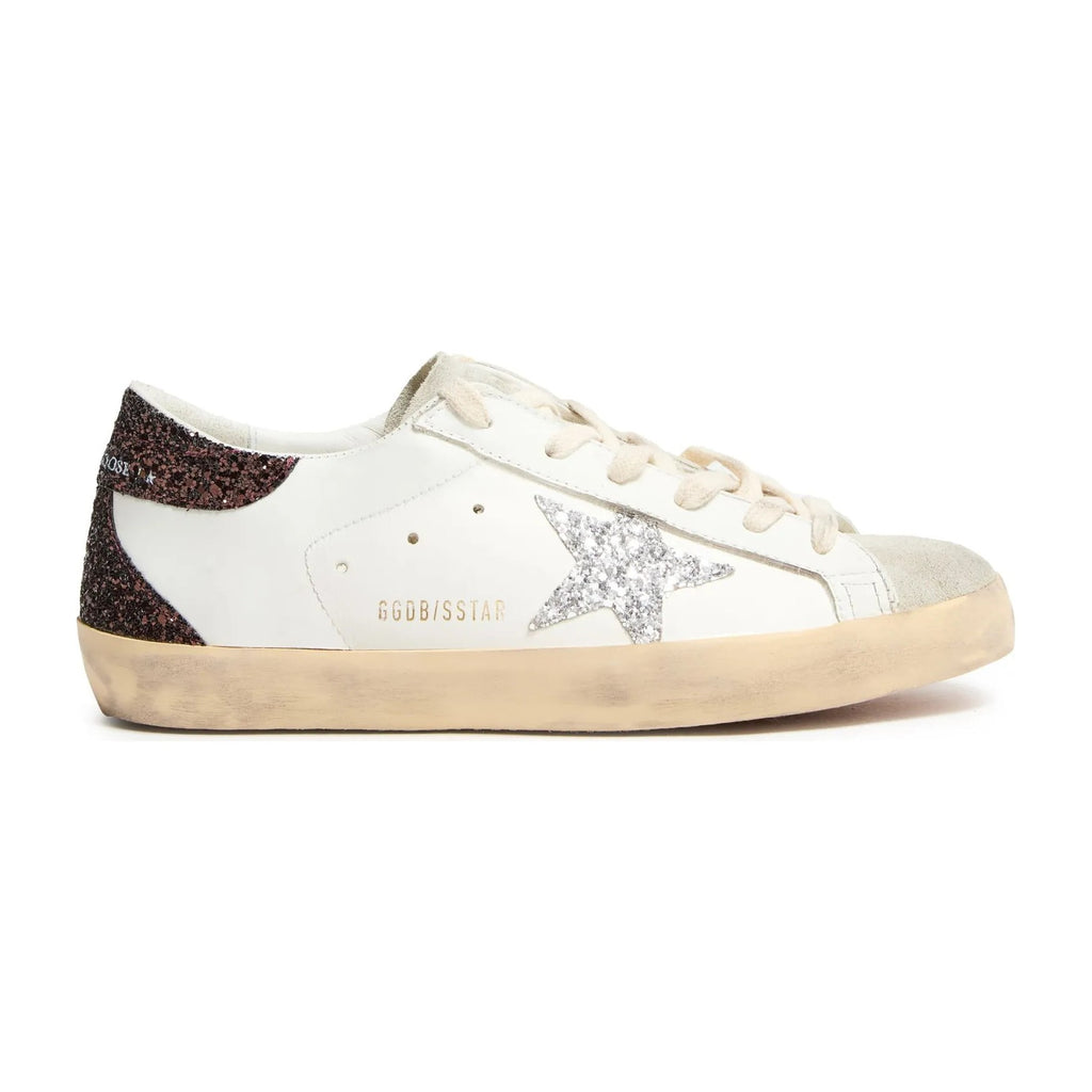 Golden Goose Super-Star Silver Star Brown Glitter Heel (W)