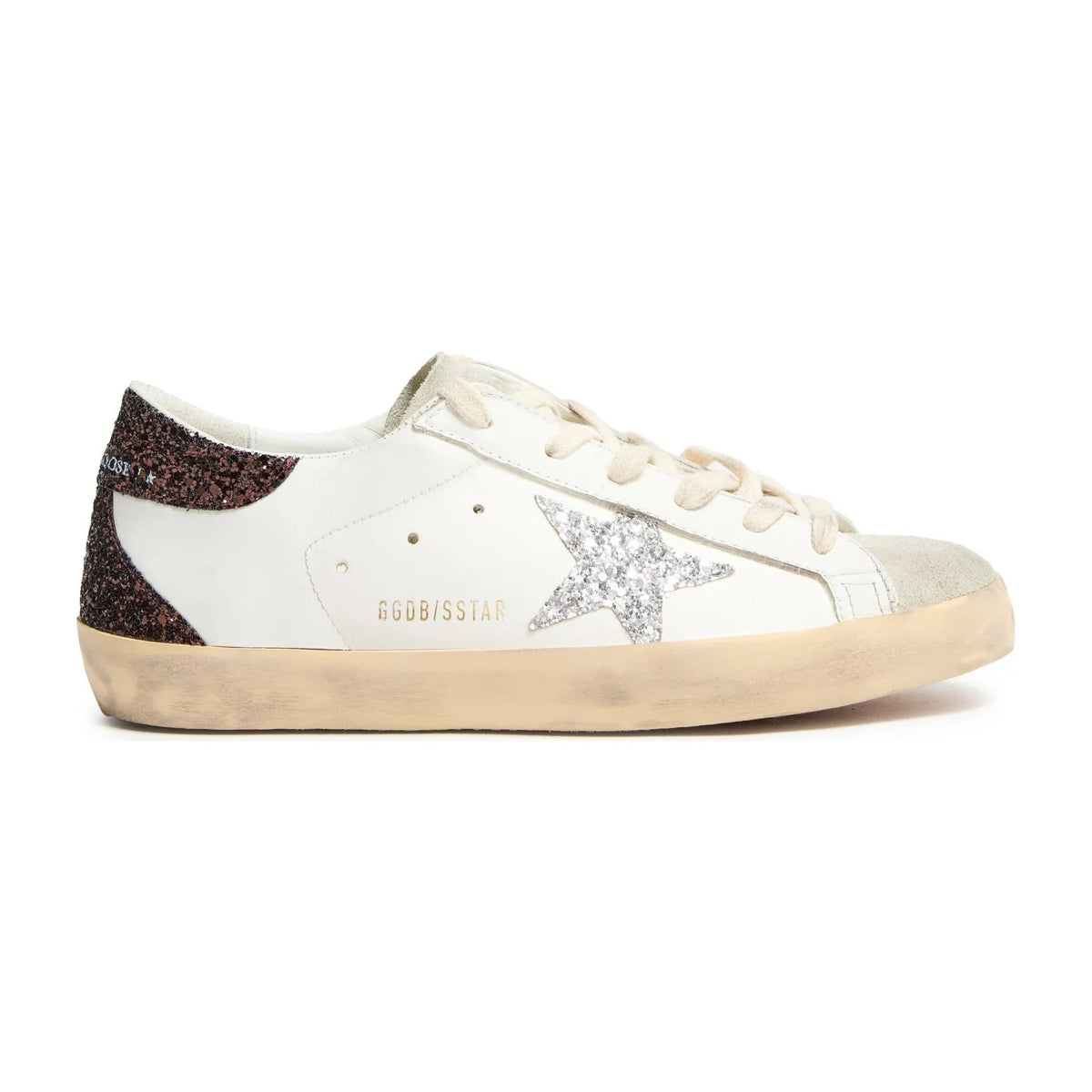 Golden Goose Super-Star Silver Star Brown Glitter Heel (W)
