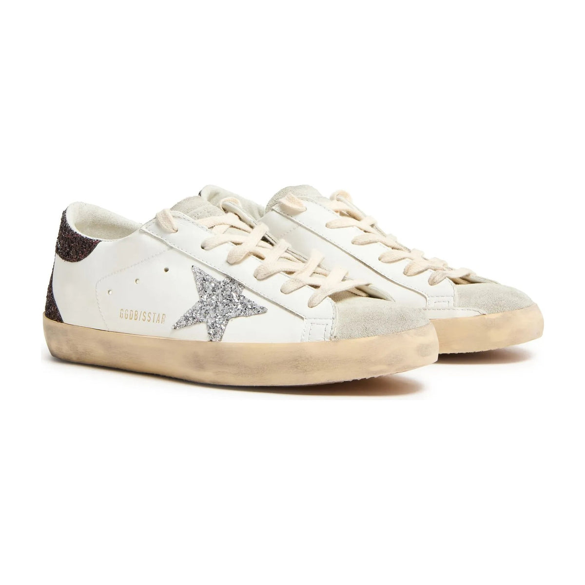 Golden Goose Super-Star Silver Star Brown Glitter Heel (W)
