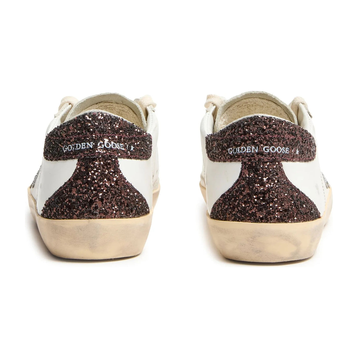 Golden Goose Super-Star Silver Star Brown Glitter Heel (W)