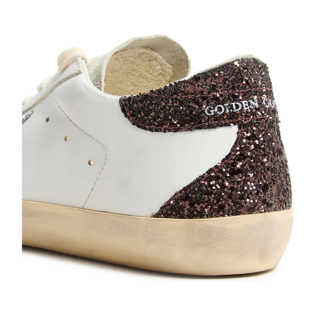 Golden Goose Super-Star Silver Star Brown Glitter Heel (W)