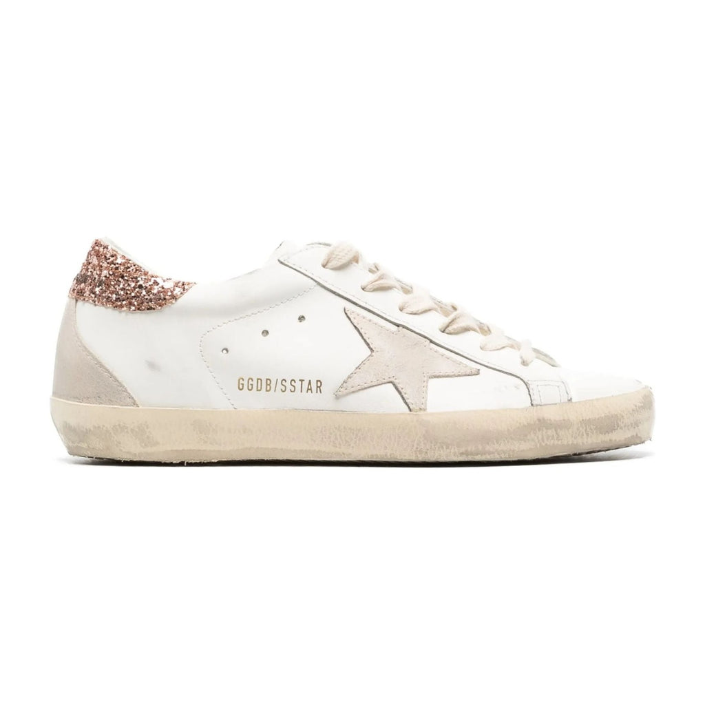 Golden Goose Super-Star Suede Star Peach Pink Glitter Heel Tab (W)