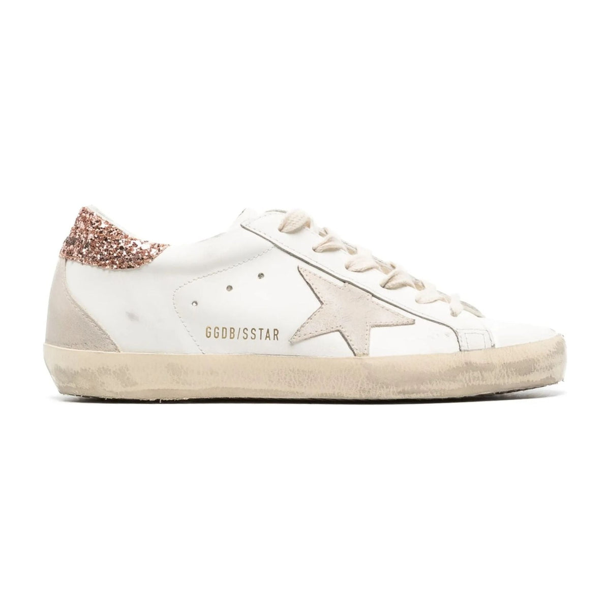 Golden Goose Super-Star Suede Star Peach Pink Glitter Heel Tab (W)