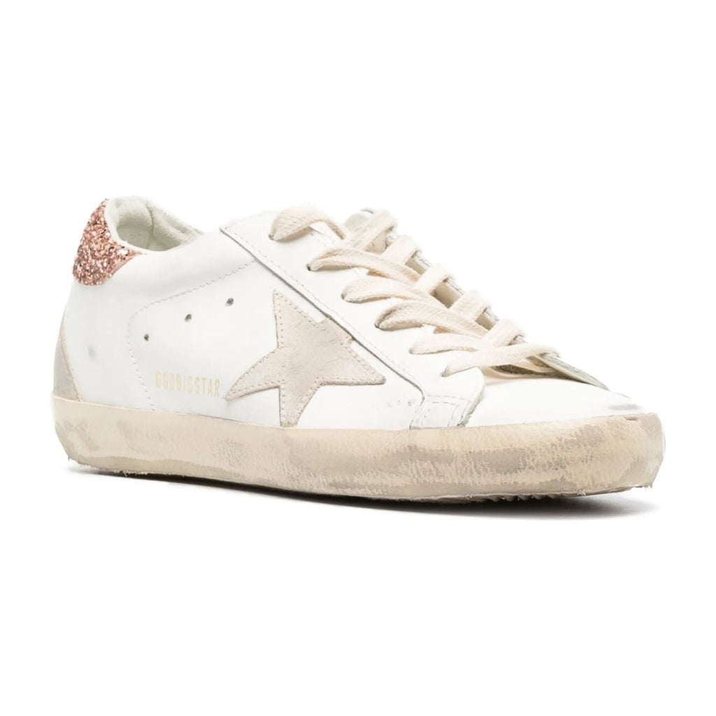 Golden Goose Super-Star Suede Star Peach Pink Glitter Heel Tab (W)