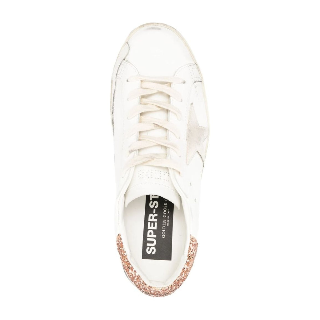 Golden Goose Super-Star Suede Star Peach Pink Glitter Heel Tab (W)