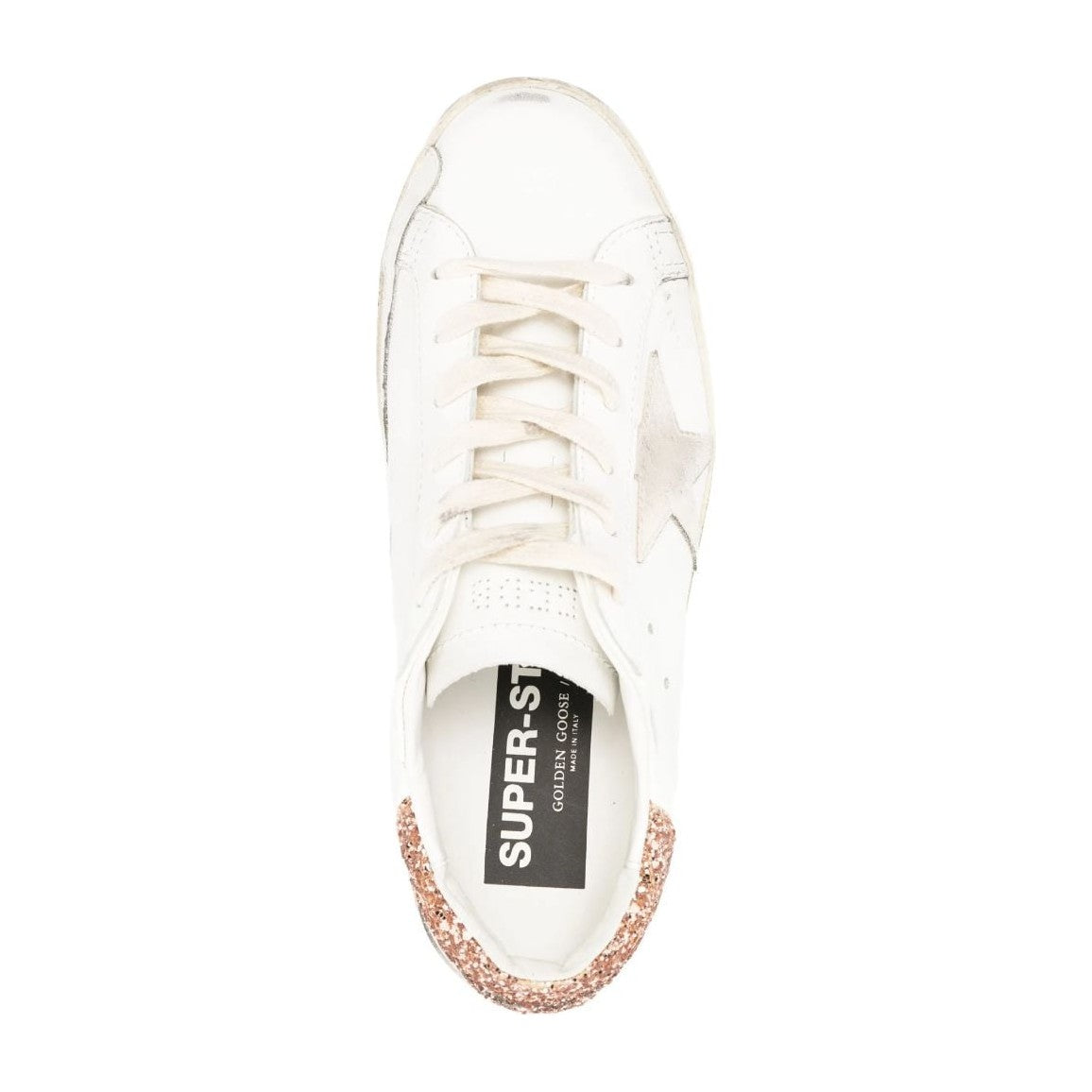 Golden Goose Super-Star Suede Star Peach Pink Glitter Heel Tab (W)
