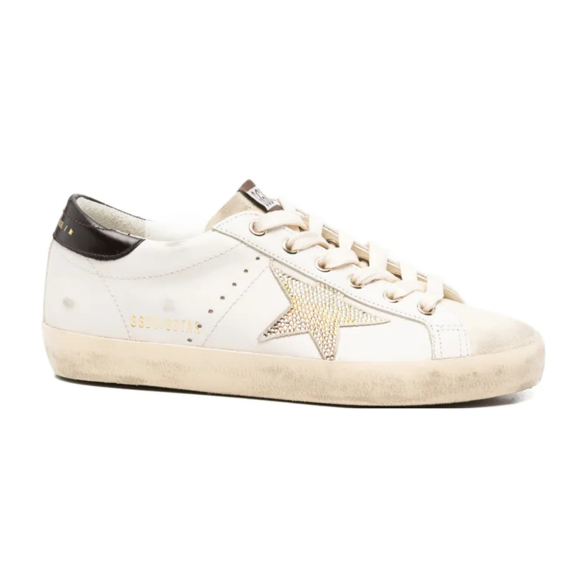 Golden Goose Super-Star White Leather Gold Swarovski Star (W)