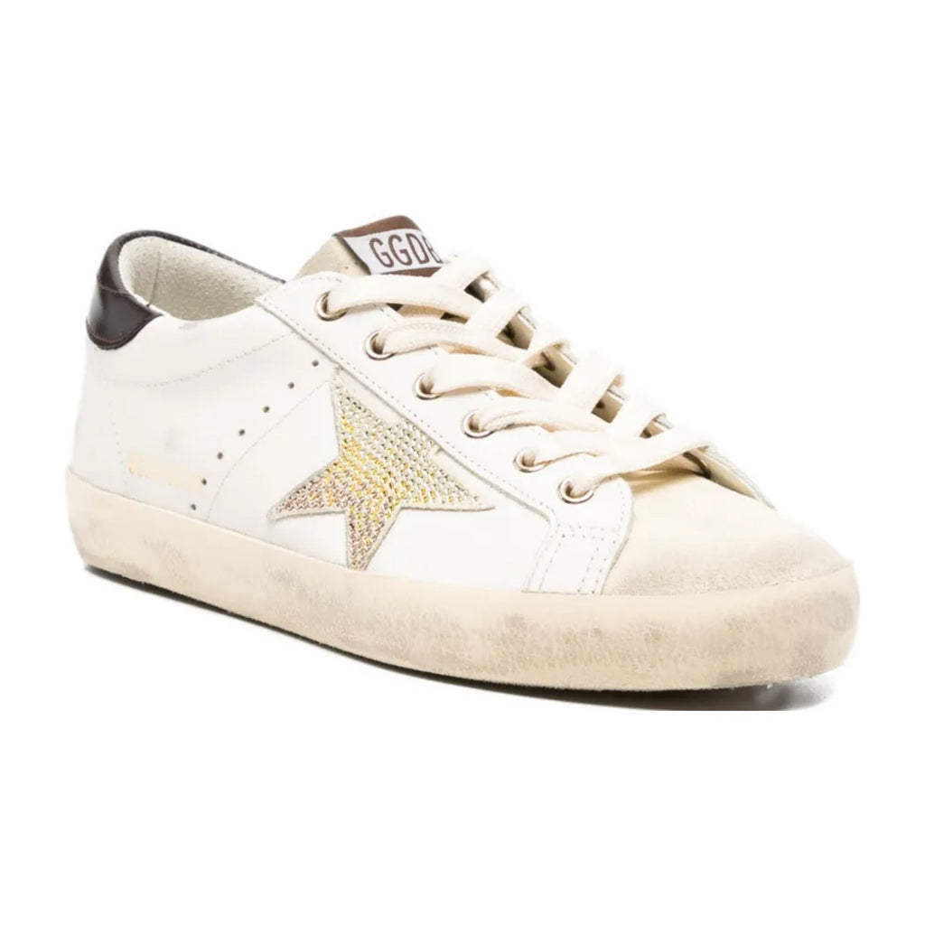 Golden Goose Super-Star White Leather Gold Swarovski Star (W)