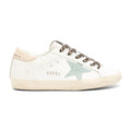 Golden Goose Super-Star White Leather Gray Glitter Star Nude Heel Leopard Laces (W)
