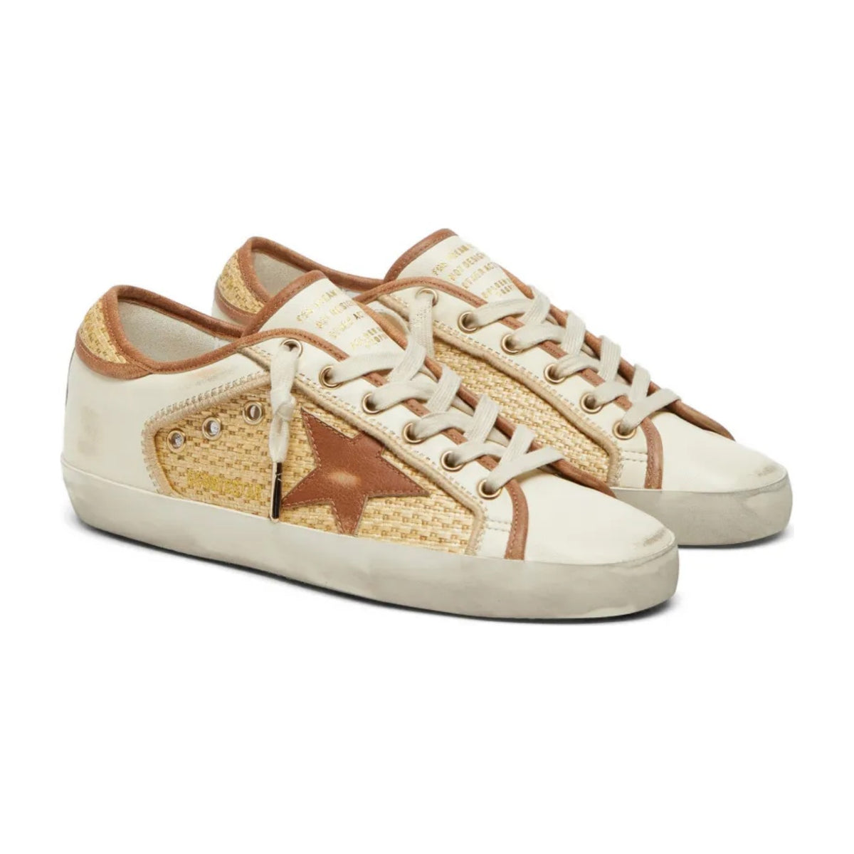 Golden Goose Super-Star White Leather Raffia Brick Red Star (W)