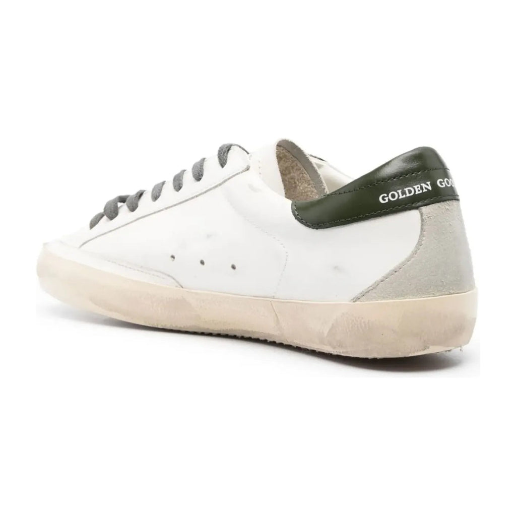 Golden Goose Super-Star White Leather Red Suede Star Green Heel