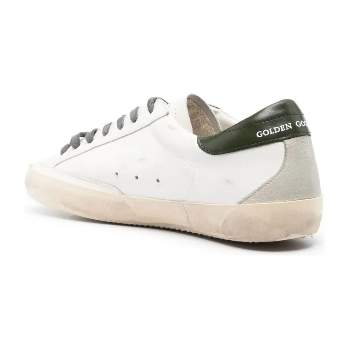 Golden Goose Super-Star White Leather Red Suede Star Green Heel