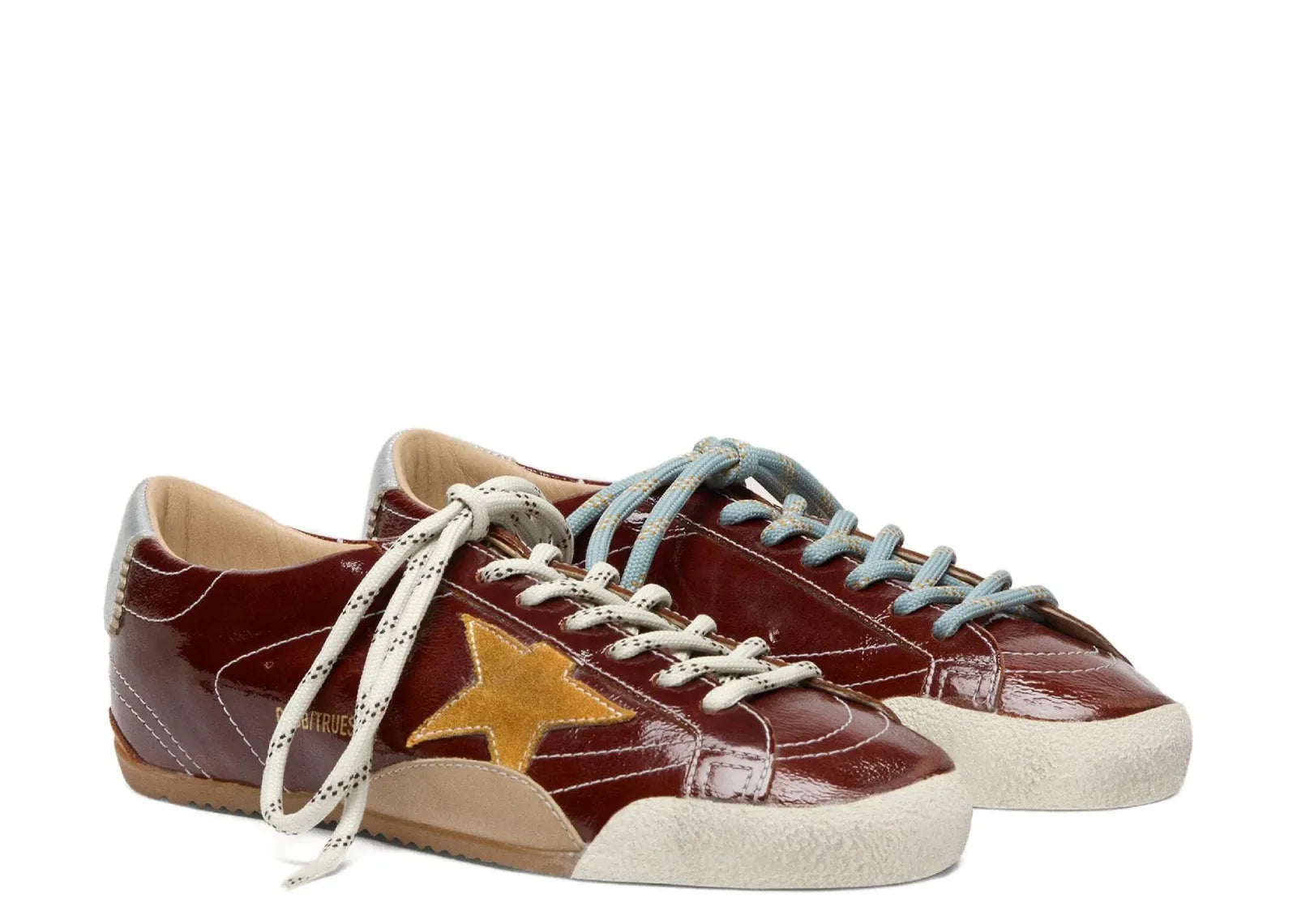 Golden Goose True-Star Burgundy Naplak Yellow Suede Star Silver Heel (W)