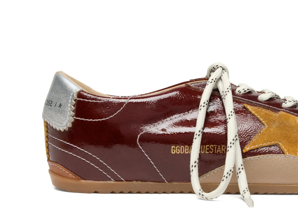 Golden Goose True-Star Burgundy Naplak Yellow Suede Star Silver Heel (W)