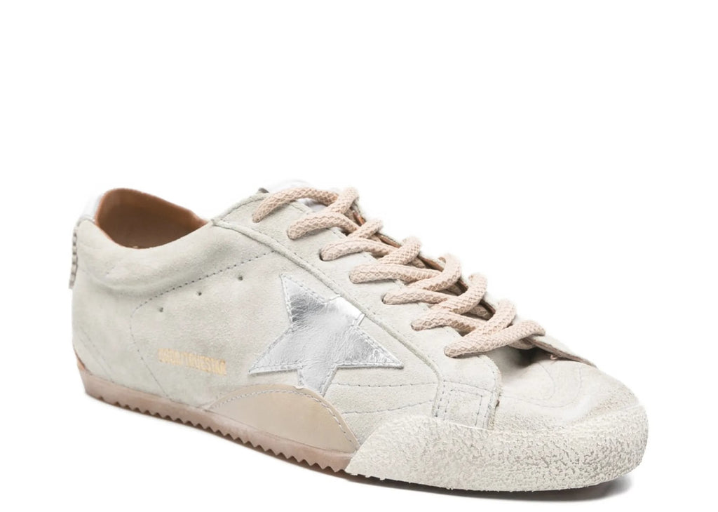 Golden Goose True-Star Light Gray Suede Metallic Silver Star Heel (W)