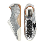 Golden Goose True-Star Silver Sequin Black Suede Star Silver Heel (W)