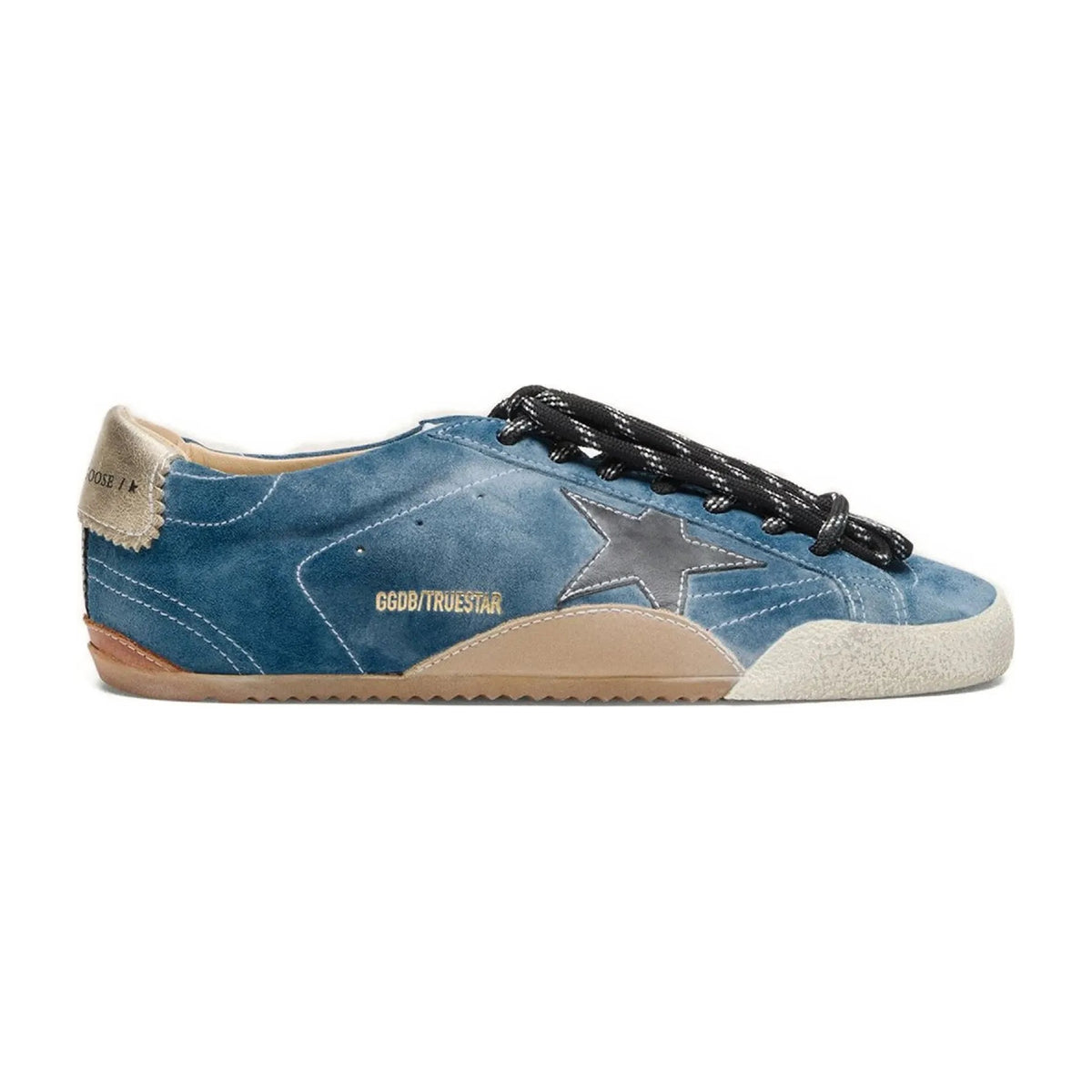 Golden Goose True-Star Teal Suede Black Star Cream Heel (W)