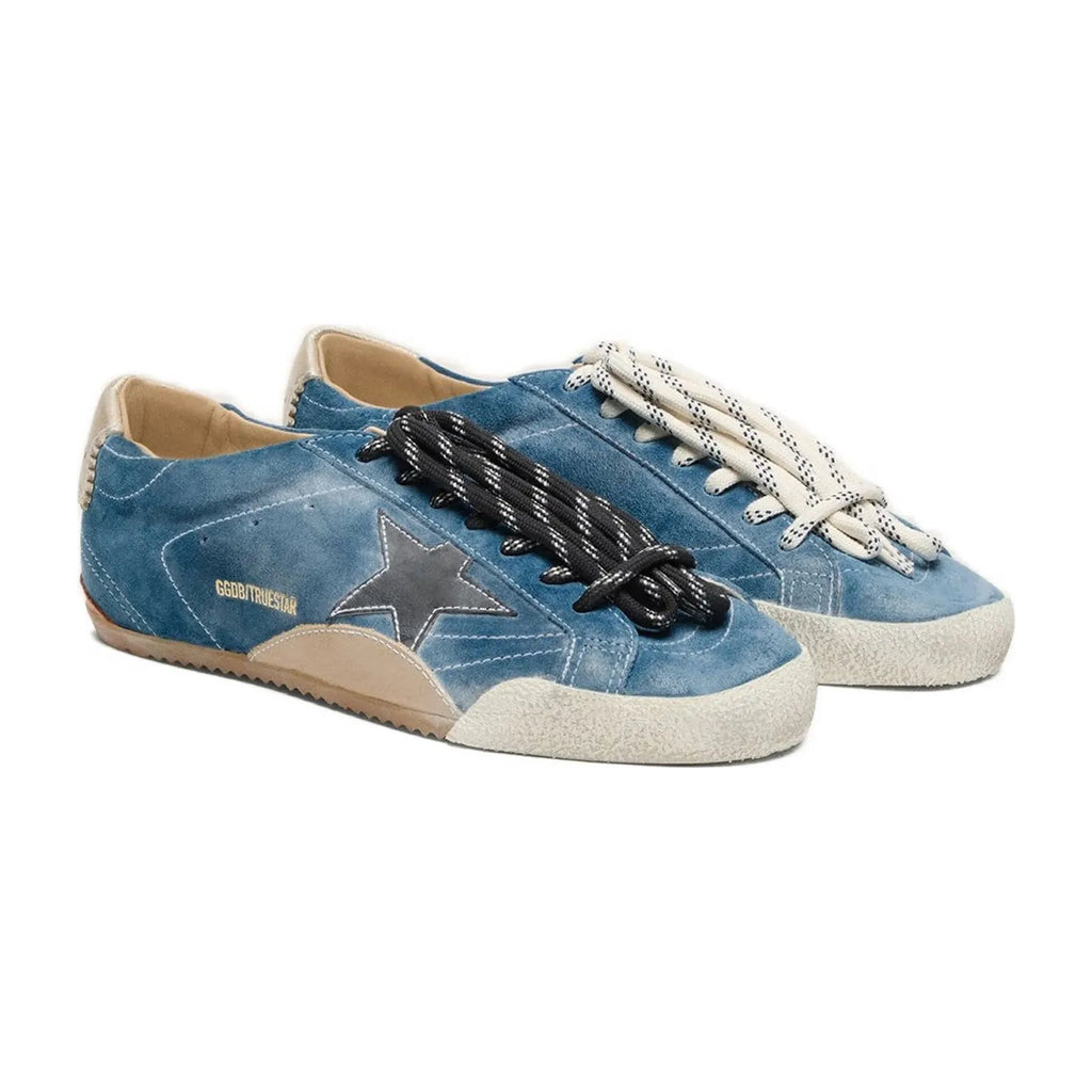 Golden Goose True-Star Teal Suede Black Star Cream Heel (W)