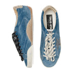 Golden Goose True-Star Teal Suede Black Star Cream Heel (W)
