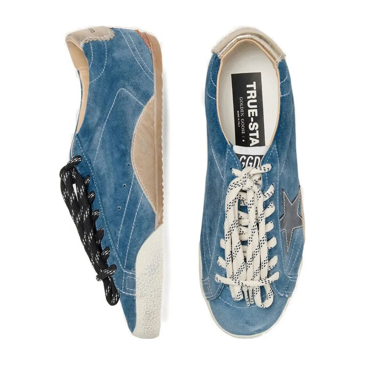 Golden Goose True-Star Teal Suede Black Star Cream Heel (W)