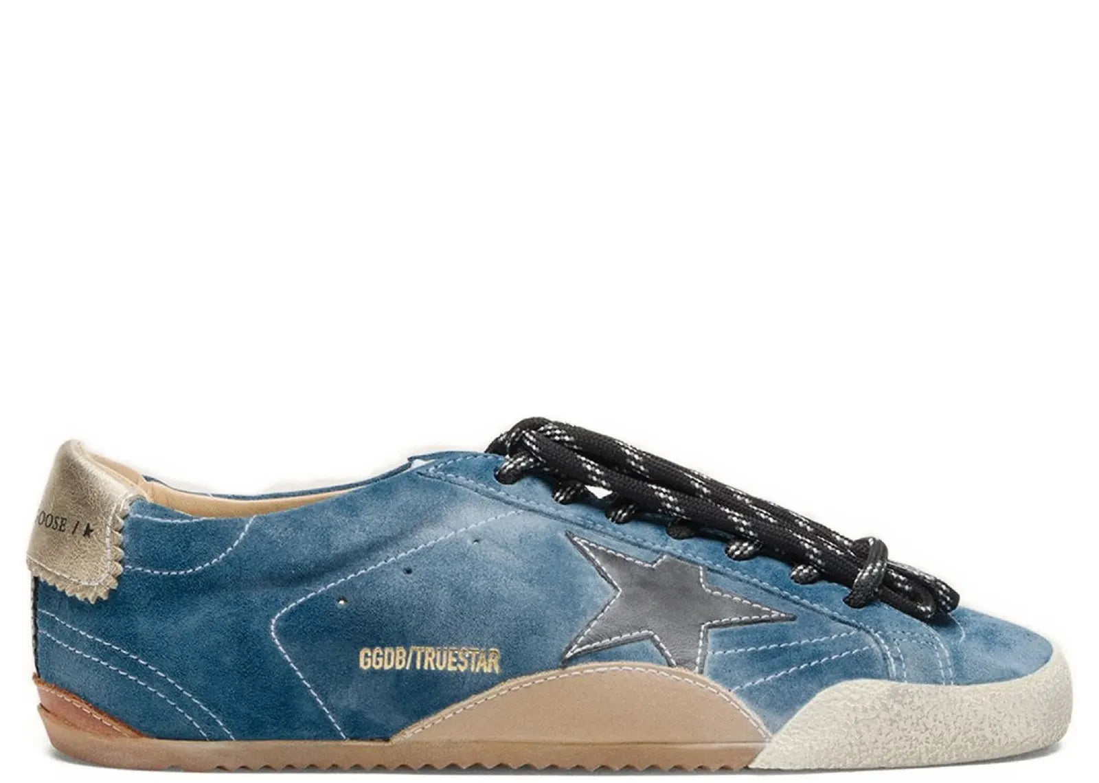 Golden Goose True-Star Teal Suede Black Star Cream Heel (W)