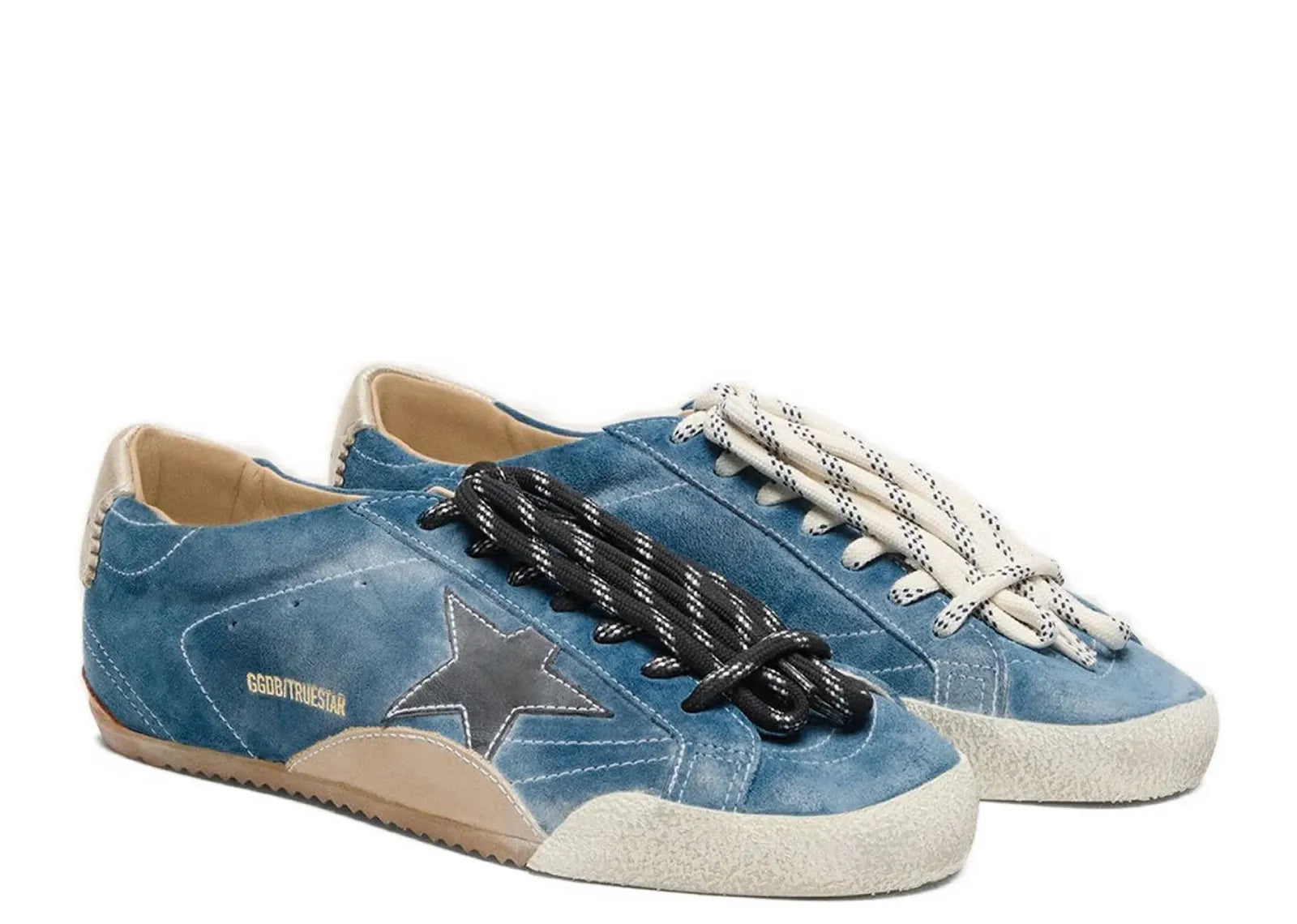 Golden Goose True-Star Teal Suede Black Star Cream Heel (W)