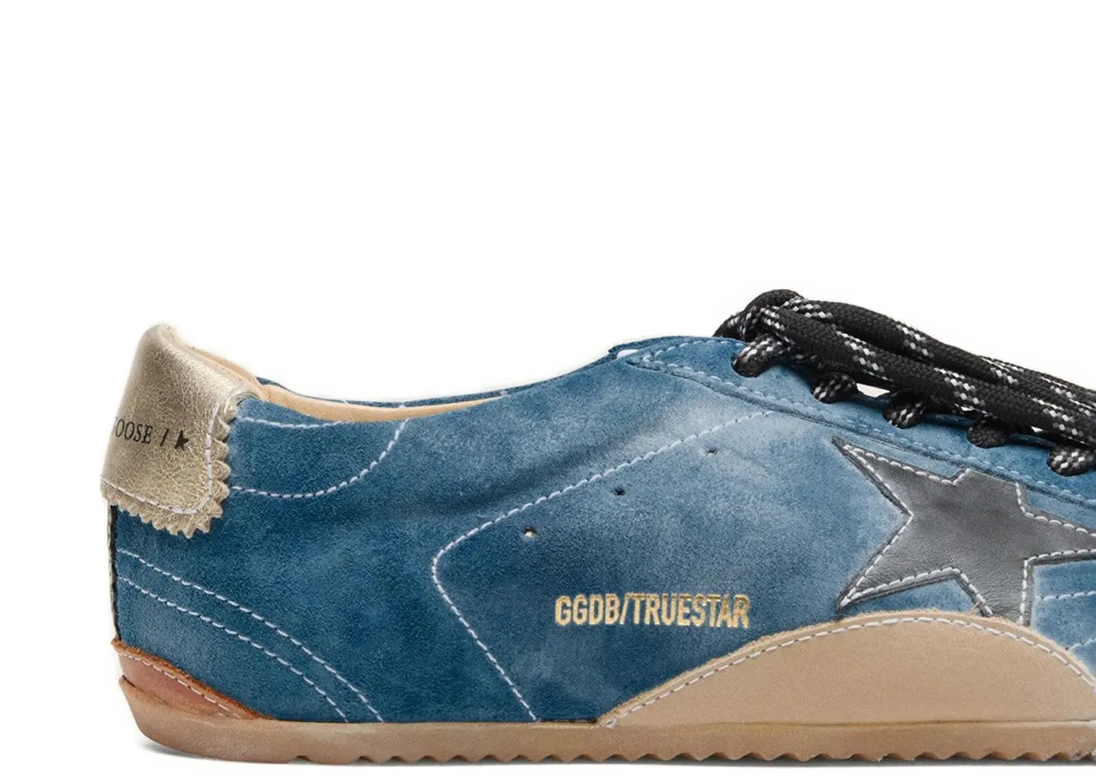 Golden Goose True-Star Teal Suede Black Star Cream Heel (W)
