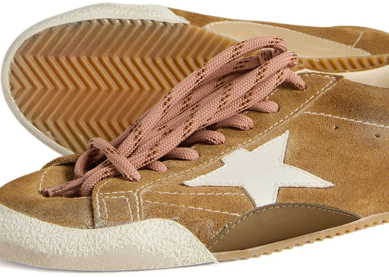 Golden Goose True-Star Tobacco Suede White Star Platinum Heel (W)