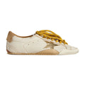 Golden Goose True-Star White Nappa Gold Star Beige Suede Heel (W)