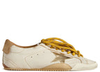 Golden Goose True-Star White Nappa Gold Star Beige Suede Heel (W)