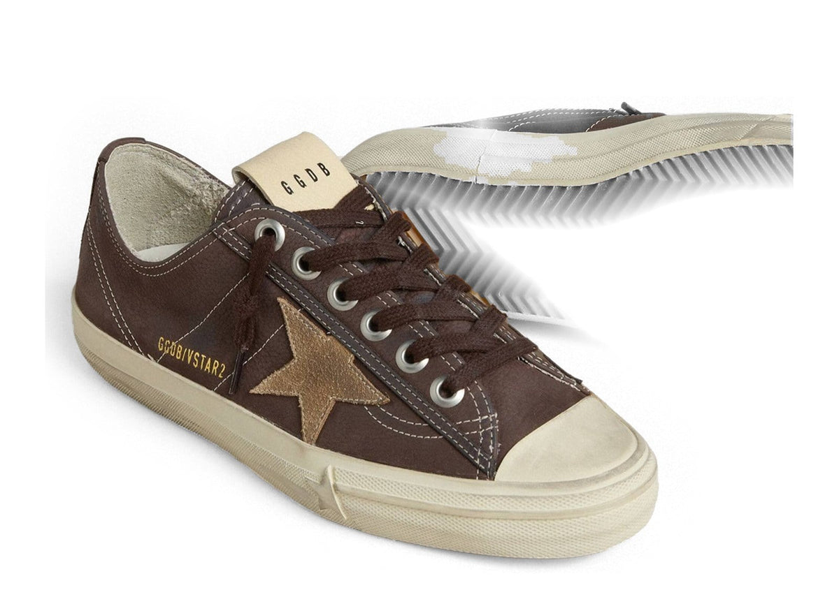 Golden Goose V-Star Brown Leather Tobacco Suede Star (W)