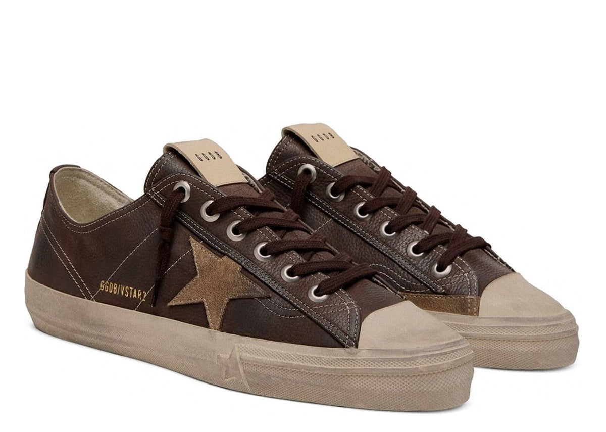 Golden Goose V-Star Brown Leather Tobacco Suede Star