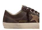 Golden Goose V-Star Brown Leather Tobacco Suede Star