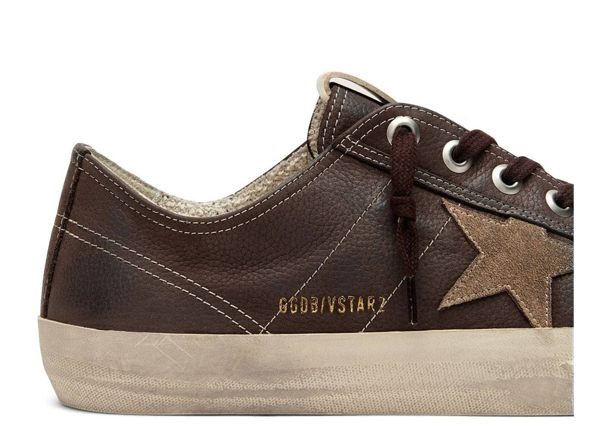 Golden Goose V-Star Brown Leather Tobacco Suede Star